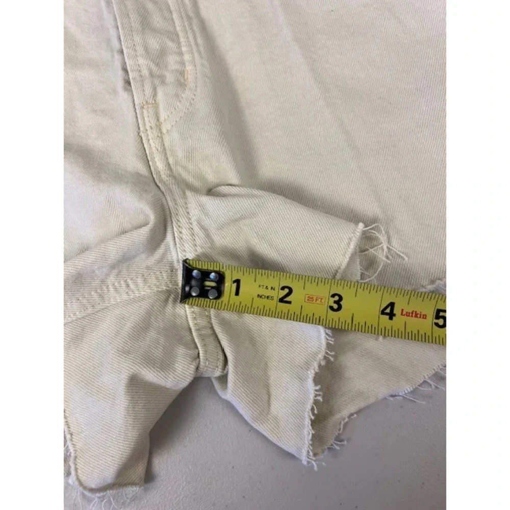 Old‎ Navy High-Rise Slouchy Straight Denim Shorts Cream Off-White Raw Hem 12 NEW